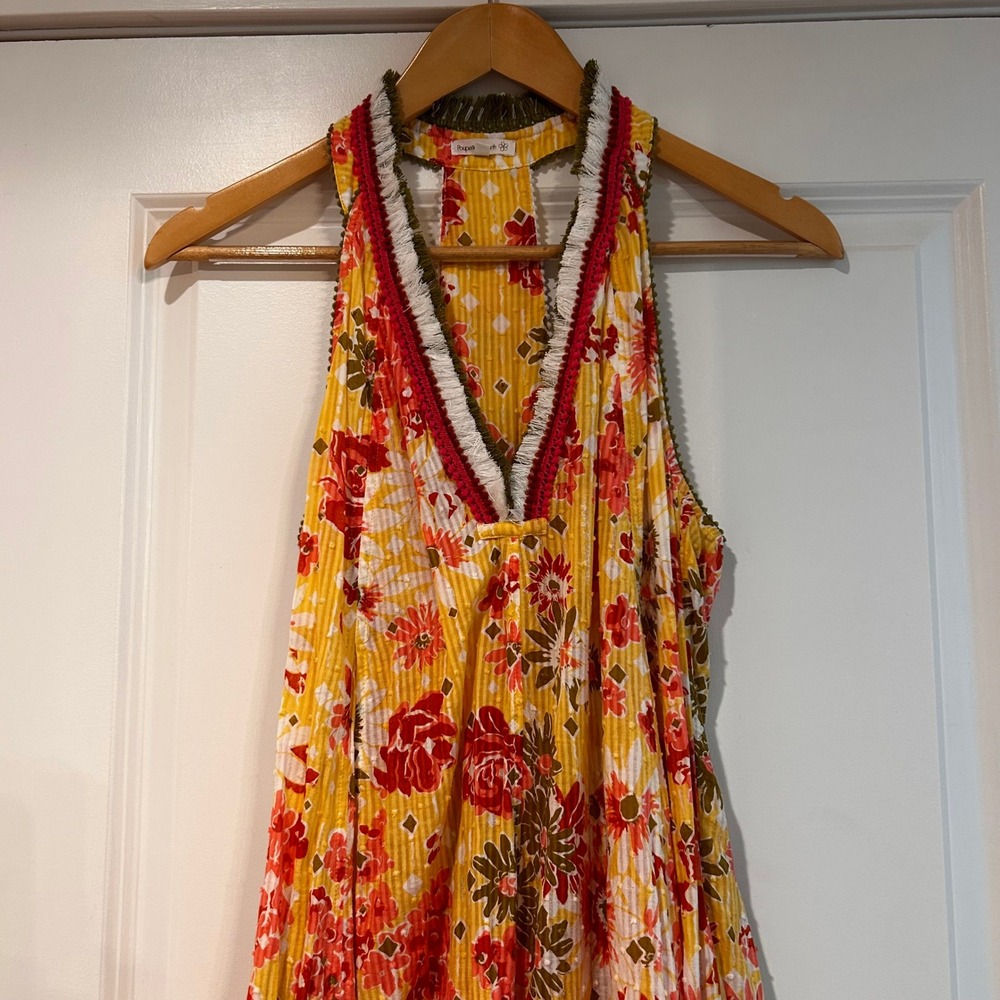 Poupette St Barth Floral Maxi Dress Fringe Women's XS Resortwear Vacation‎ Boho - Picture 3 of 14